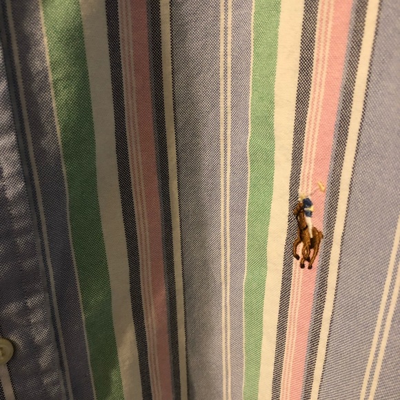 Ralph Lauren Classic Fit Pastel Striped Extra Large Tall Button Up Dress Shirt - Picture 3 of 6